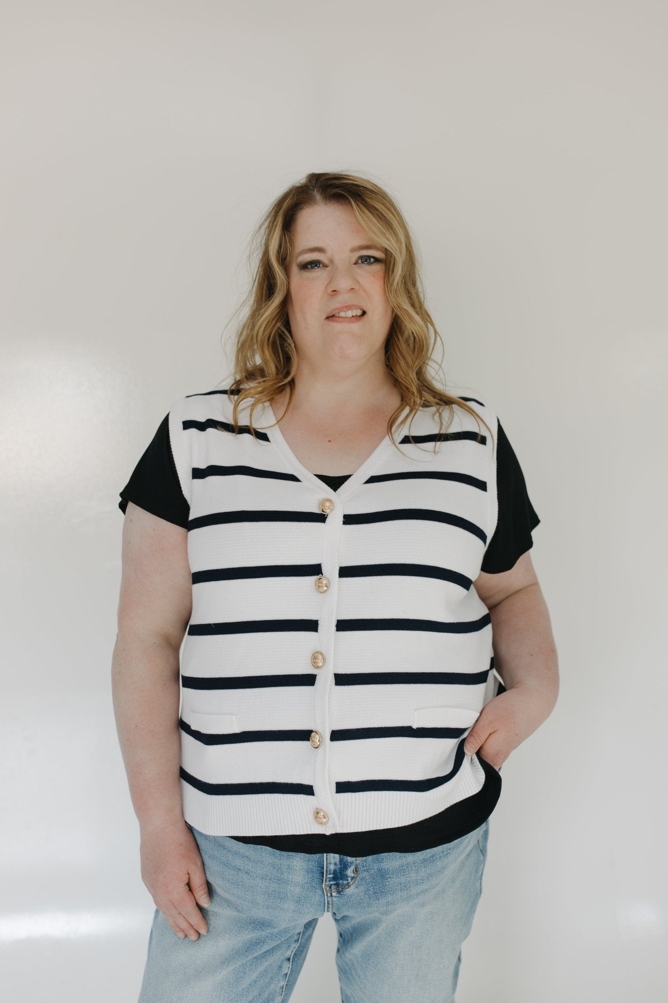 STRIPED BUTTON - UP VEST - Love Marlow