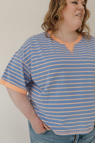 Striped Cropped Tee – Periwinkle Contrast Detail - Love Marlow