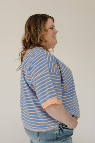 Striped Cropped Tee – Periwinkle Contrast Detail - Love Marlow