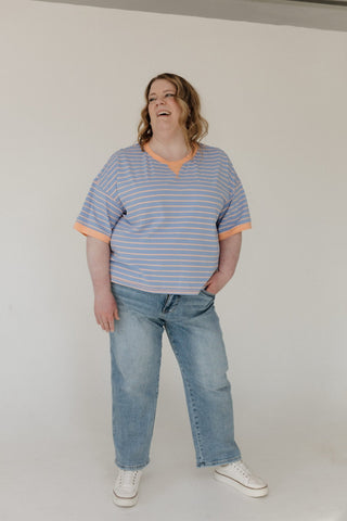 Striped Cropped Tee – Periwinkle Contrast Detail - Love Marlow