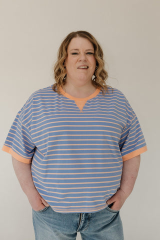 Striped Cropped Tee – Periwinkle Contrast Detail - Love Marlow