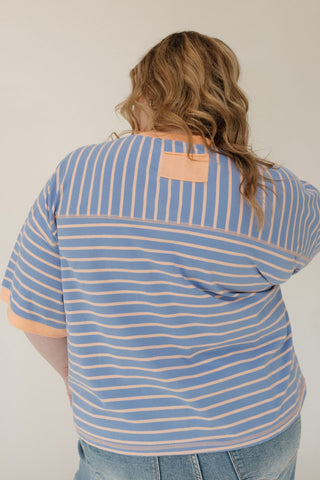 Striped Cropped Tee – Periwinkle Contrast Detail - Love Marlow