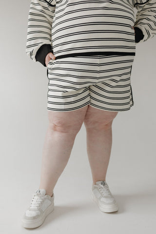 Striped Elastic - Waist Shorts – Plus Size Lounge Bottoms - Love Marlow