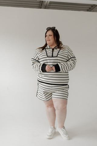 Striped Elastic - Waist Shorts – Plus Size Lounge Bottoms - Love Marlow