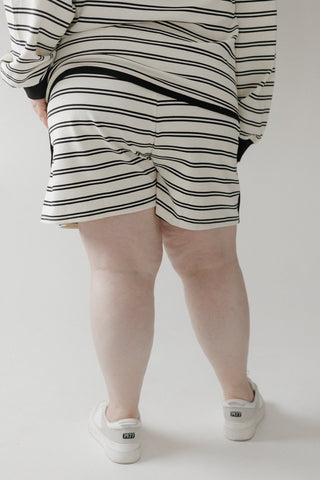 Striped Elastic - Waist Shorts – Plus Size Lounge Bottoms - Love Marlow