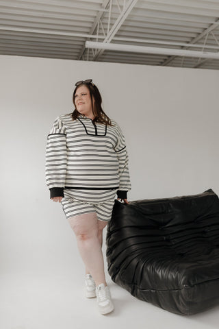 Striped Elastic - Waist Shorts – Plus Size Lounge Bottoms - Love Marlow