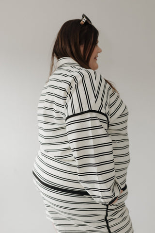Striped Half - Zip Pullover – Contrast Piping & Ribbed Cuffs - Love Marlow