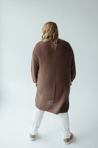 STRIPED KNIT PATTERN CARDIGAN IN GANACHE - 20 - Love Marlow