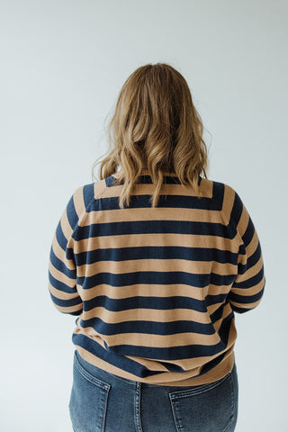 STRIPED TURTLENECK WITH BUTTON DETAIL - Love Marlow