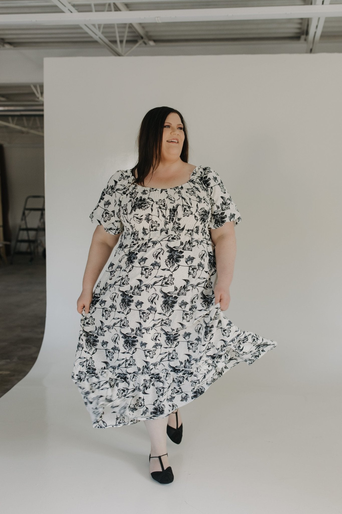 SUBTLE MIXED PRINT MIDI DRESS - Love Marlow