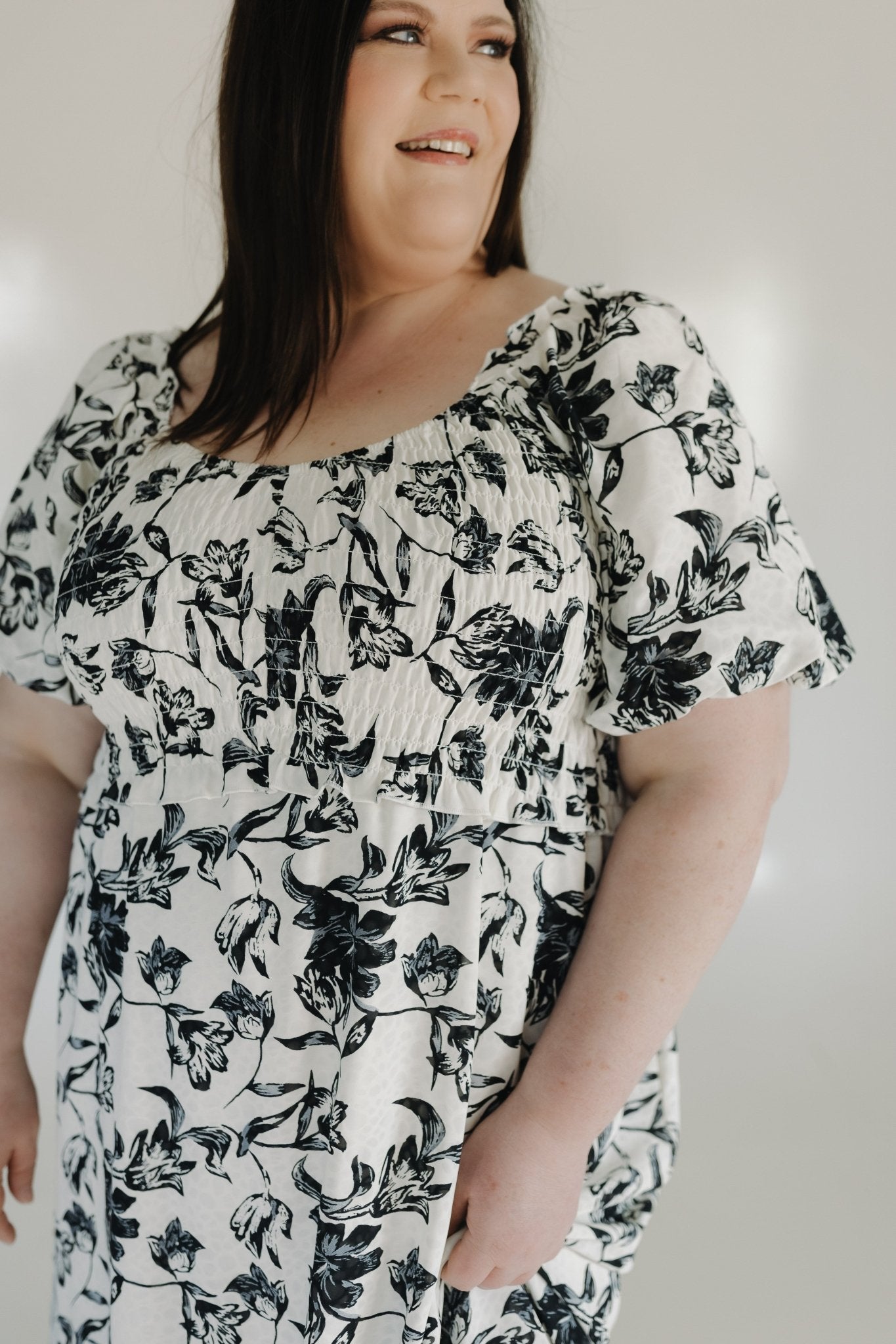 SUBTLE MIXED PRINT MIDI DRESS - Love Marlow