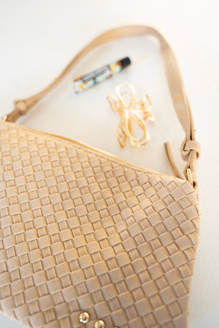 Suede Hobo Shoulder Bag in Sand - Love Marlow