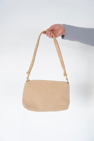 Suede Hobo Shoulder Bag in Sand - Love Marlow
