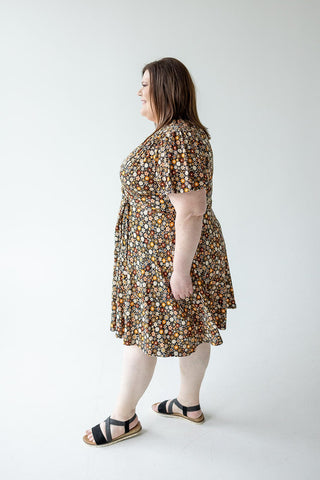 SUPER SOFT RETRO FLORAL WRAP DRESS IN SABLE - Love Marlow