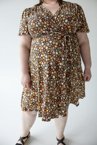 SUPER SOFT RETRO FLORAL WRAP DRESS IN SABLE - Love Marlow