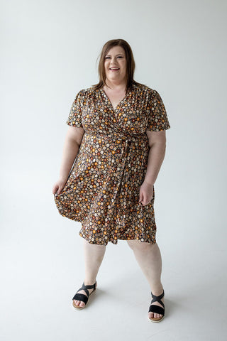 SUPER SOFT RETRO FLORAL WRAP DRESS IN SABLE - Love Marlow