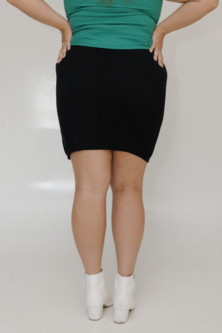 SWEATER PENCIL SKIRT IN VERY BLACK - Love Marlow