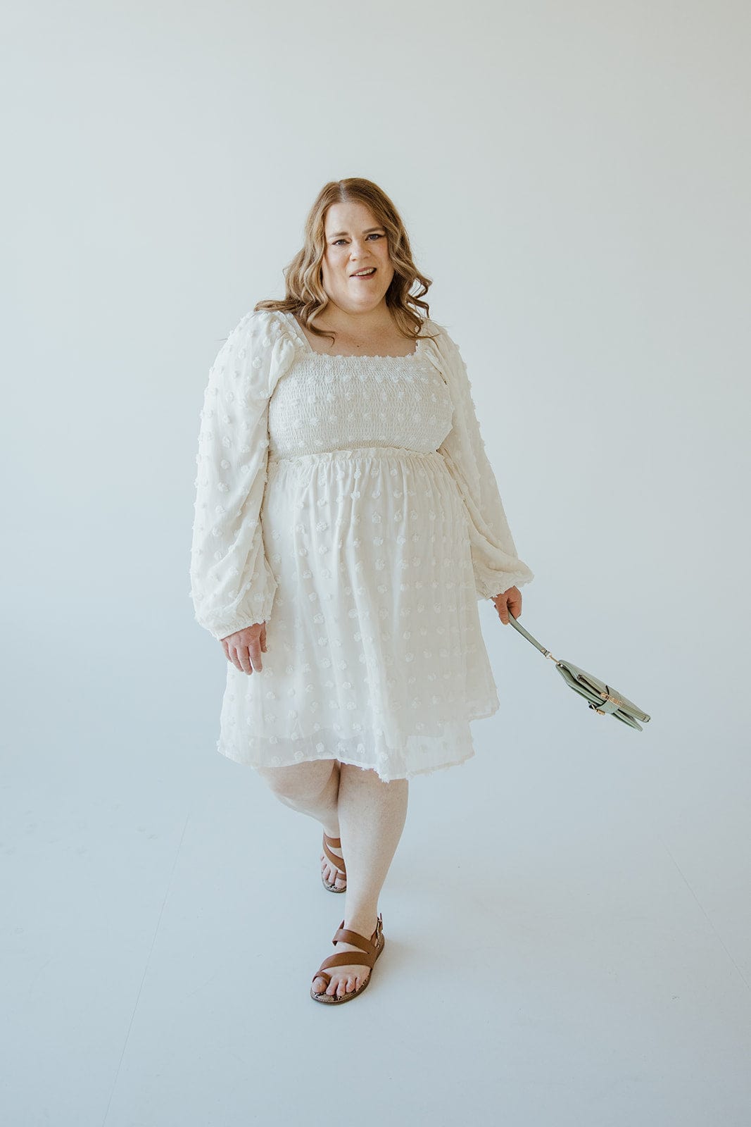 SWISS DOT BUBBLE SLEEVE KNEE LENGTH DRESS - Love Marlow