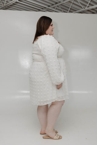 Swiss Dot Bubble Sleeve Knee Length Dress – Ethereal - Love Marlow
