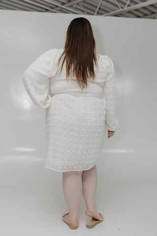 Swiss Dot Bubble Sleeve Knee Length Dress – Ethereal - Love Marlow