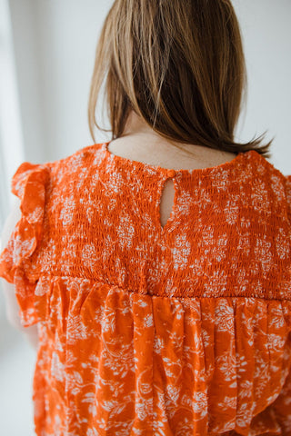 SWISS DOT FLORAL FLUTTER SLEEVE BLOUSE - Love Marlow