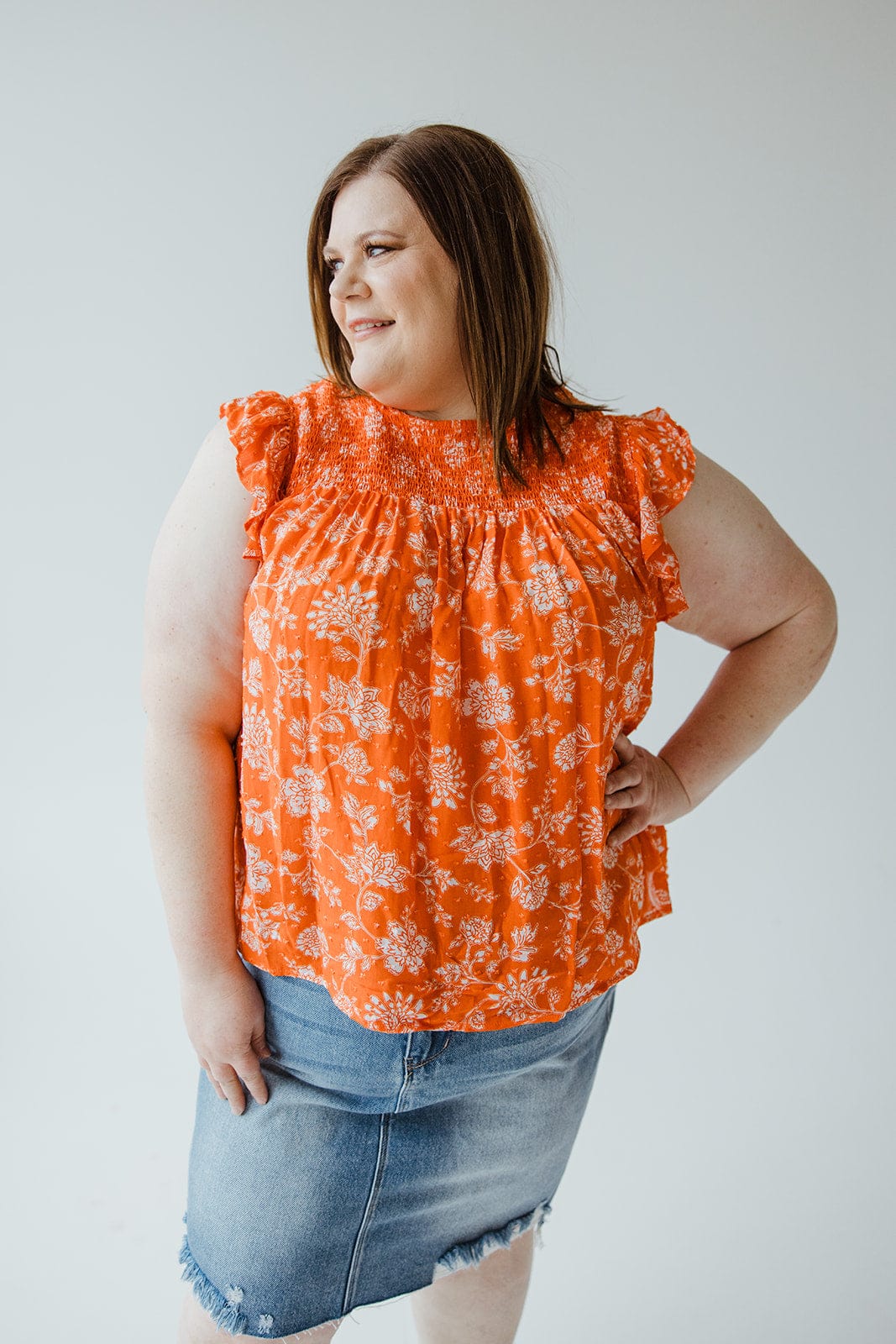 SWISS DOT FLORAL FLUTTER SLEEVE BLOUSE - Love Marlow
