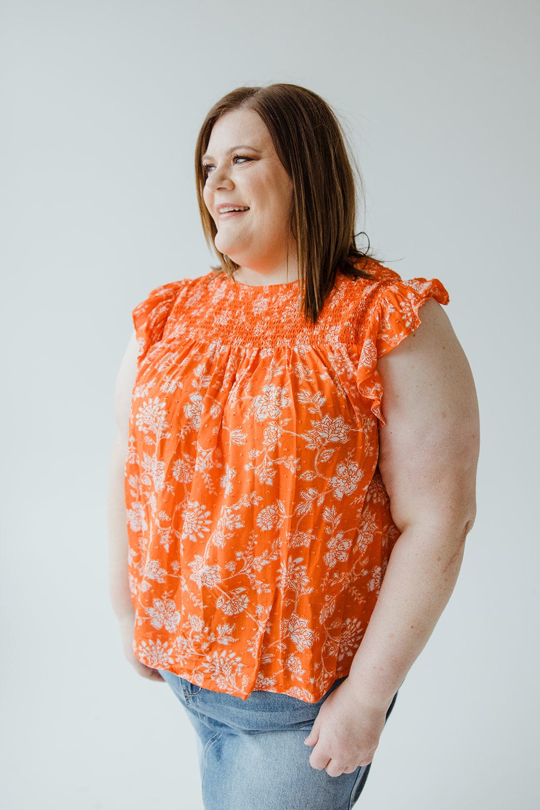 SWISS DOT FLORAL FLUTTER SLEEVE BLOUSE - Love Marlow