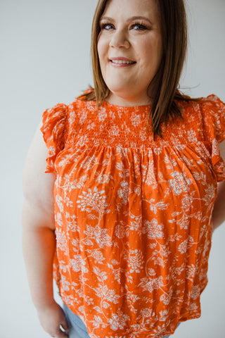 SWISS DOT FLORAL FLUTTER SLEEVE BLOUSE - Love Marlow