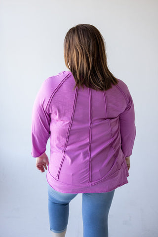 TEE WITH RAW EDGE SEAM DETAIL IN VERBENA - Love Marlow