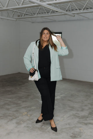 TEXTURE TANK WITH FRONT PLEAT IN BLACK - Love Marlow