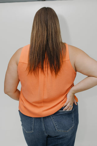 TEXTURE TANK WITH FRONT PLEAT IN CORAL - Love Marlow