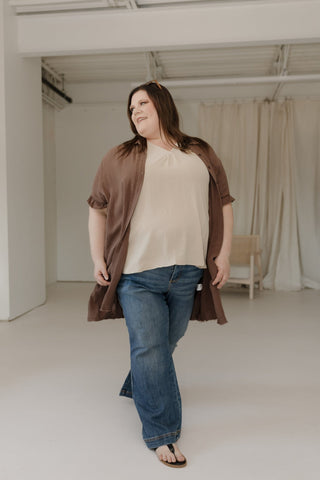 TEXTURE TANK WITH FRONT PLEAT IN DUNES - Love Marlow