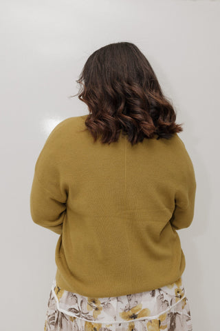 TEXTURED BUTTON FRONT CARDIGAN – GOLDEN OLIVE - Love Marlow