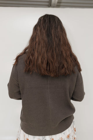 TEXTURED BUTTON FRONT CARDIGAN IN FOSSIL - Love Marlow