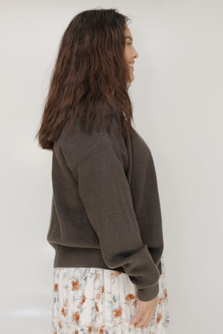 TEXTURED BUTTON FRONT CARDIGAN IN FOSSIL - Love Marlow