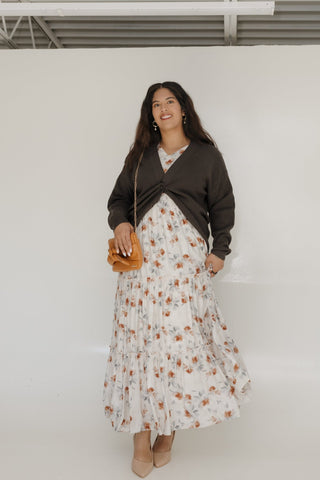 TEXTURED BUTTON FRONT CARDIGAN IN FOSSIL - Love Marlow