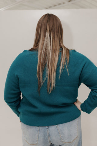 TEXTURED BUTTON FRONT CARDIGAN – PEACOCK SAPPHIRE - Love Marlow
