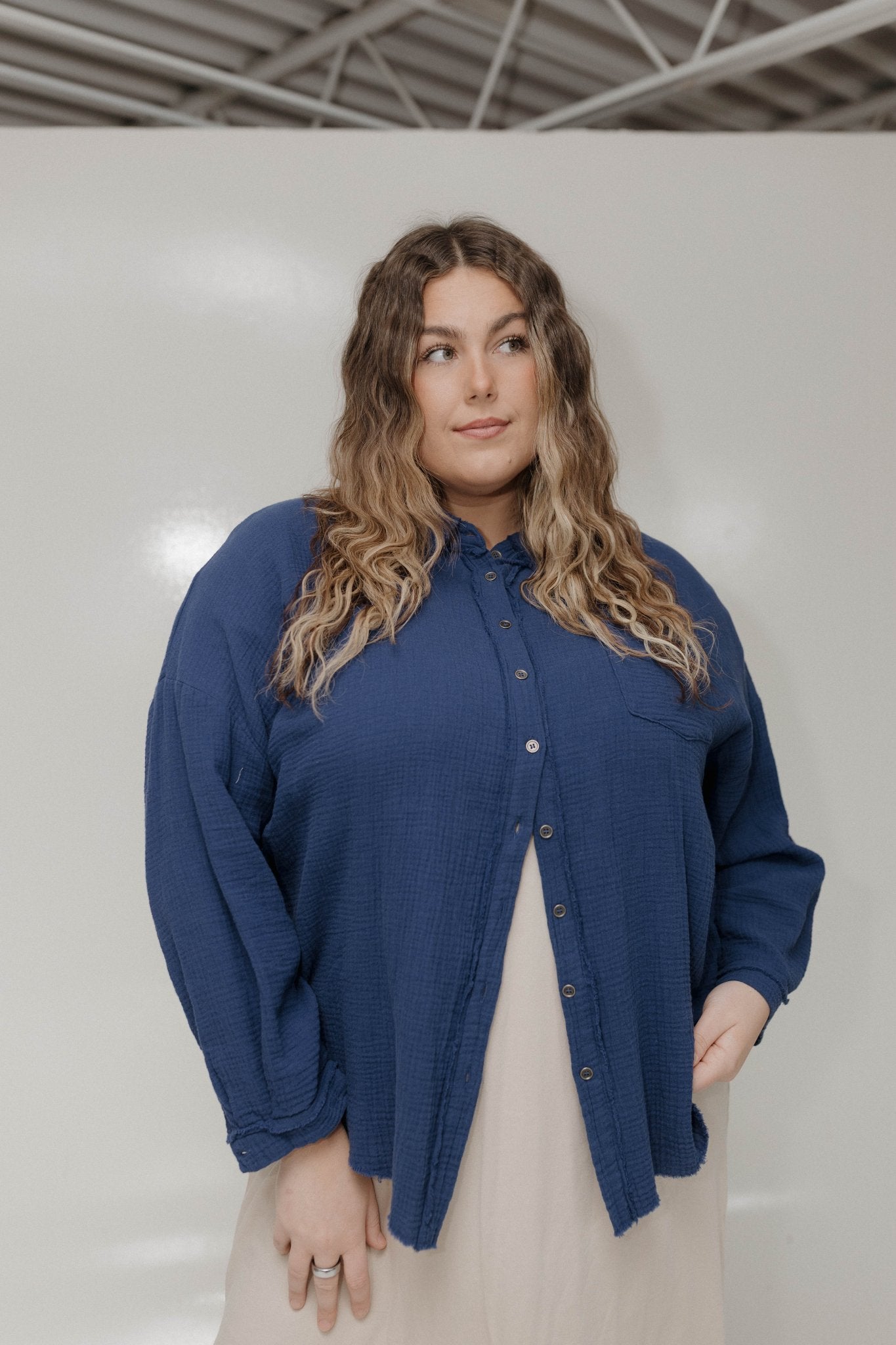 Textured Button - Up – Space Blue - Love Marlow