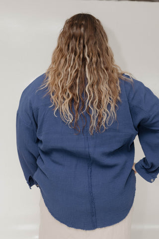 Textured Button - Up – Space Blue - Love Marlow