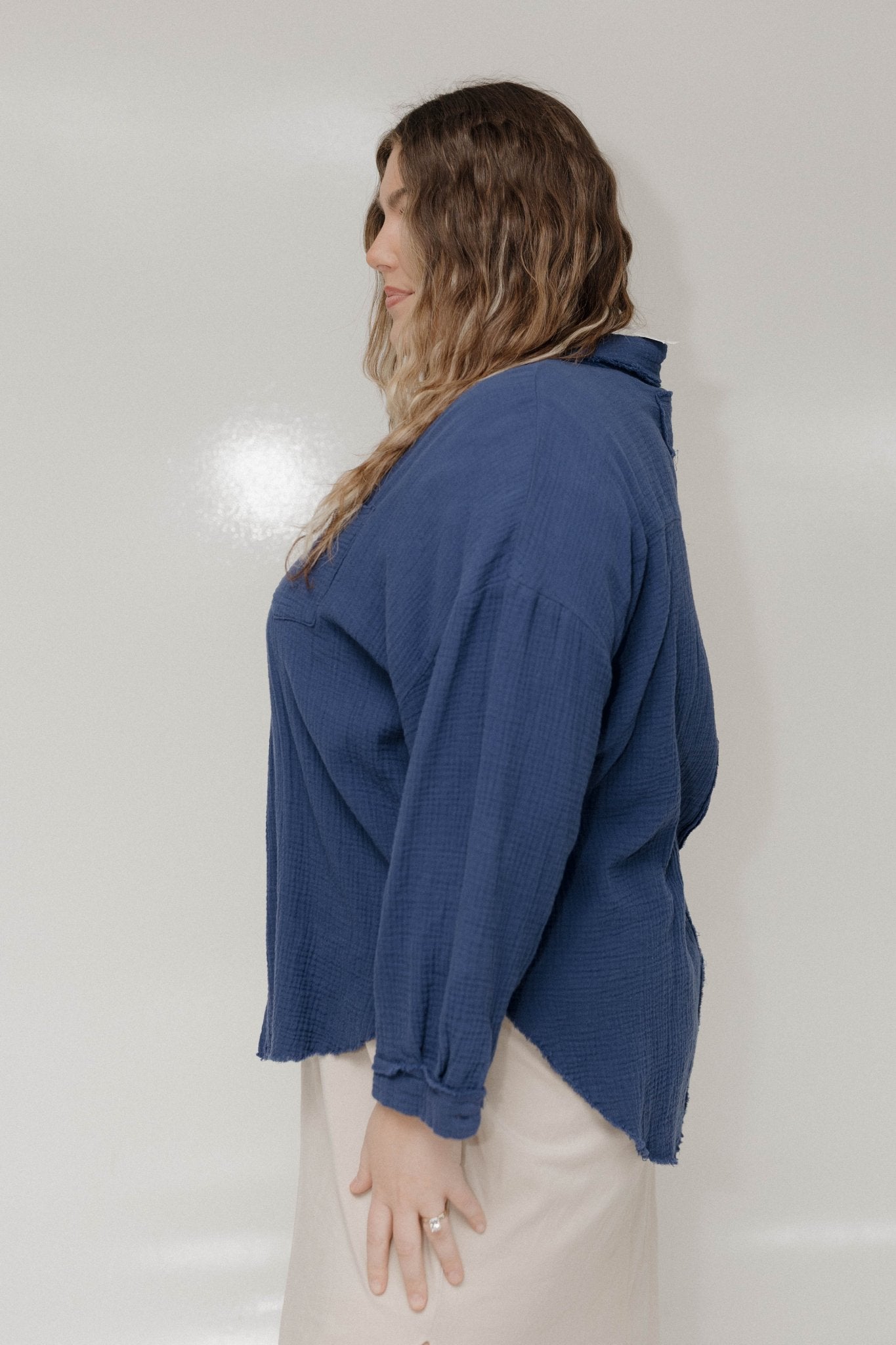 Textured Button - Up – Space Blue - Love Marlow