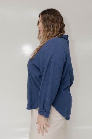 Textured Button - Up – Space Blue - Love Marlow