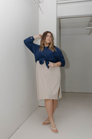 Textured Button - Up – Space Blue - Love Marlow
