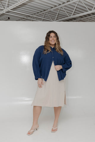 Textured Button - Up – Space Blue - Love Marlow