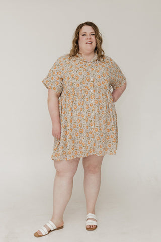 Textured Chiffon Button Front Dress – Autumn Bouquet - Love Marlow