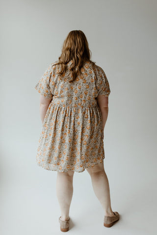 TEXTURED CHIFFON BUTTON FRONT DRESS IN AUTUMN BOUQUET - Love Marlow