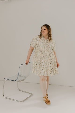 TEXTURED CHIFFON BUTTON FRONT DRESS IN BARE BLOSSOM - Love Marlow