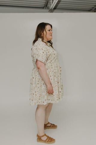 TEXTURED CHIFFON BUTTON FRONT DRESS IN BARE BLOSSOM - Love Marlow