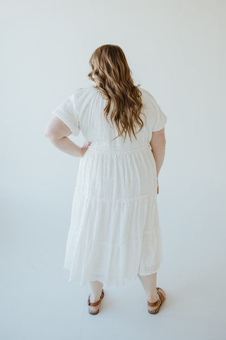 TEXTURED CHIFFON TIERED DRESS IN CLOUD - Love Marlow