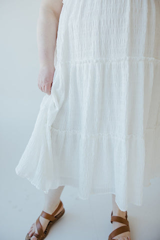 TEXTURED CHIFFON TIERED DRESS IN CLOUD - Love Marlow
