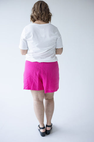 TEXTURED COTTON SHORTS IN AZALEA - Love Marlow
